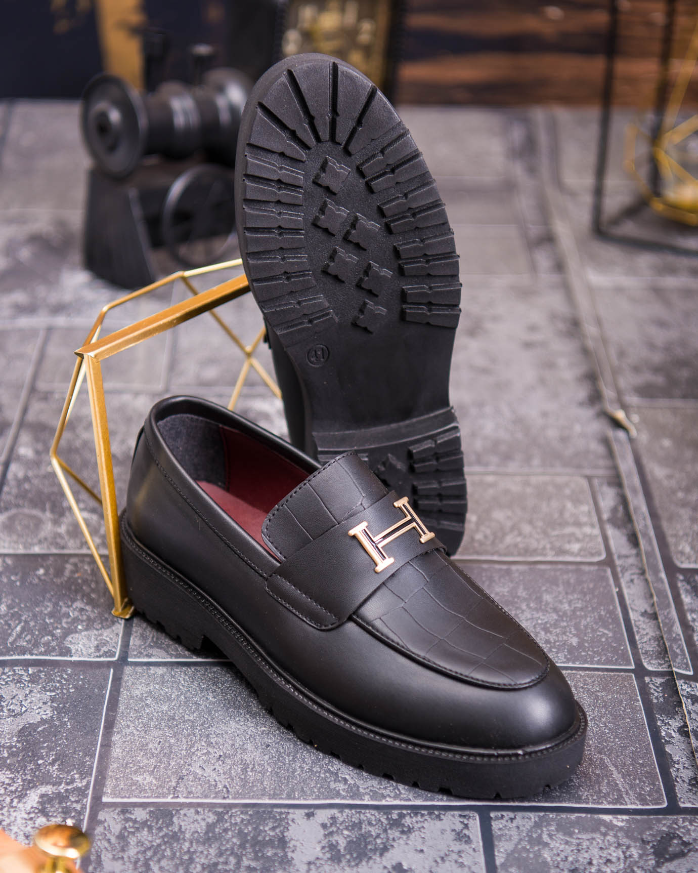 Mocasini de barbati casual, negri, talpa inalta ultra-usoara – AD880 - imagine 2