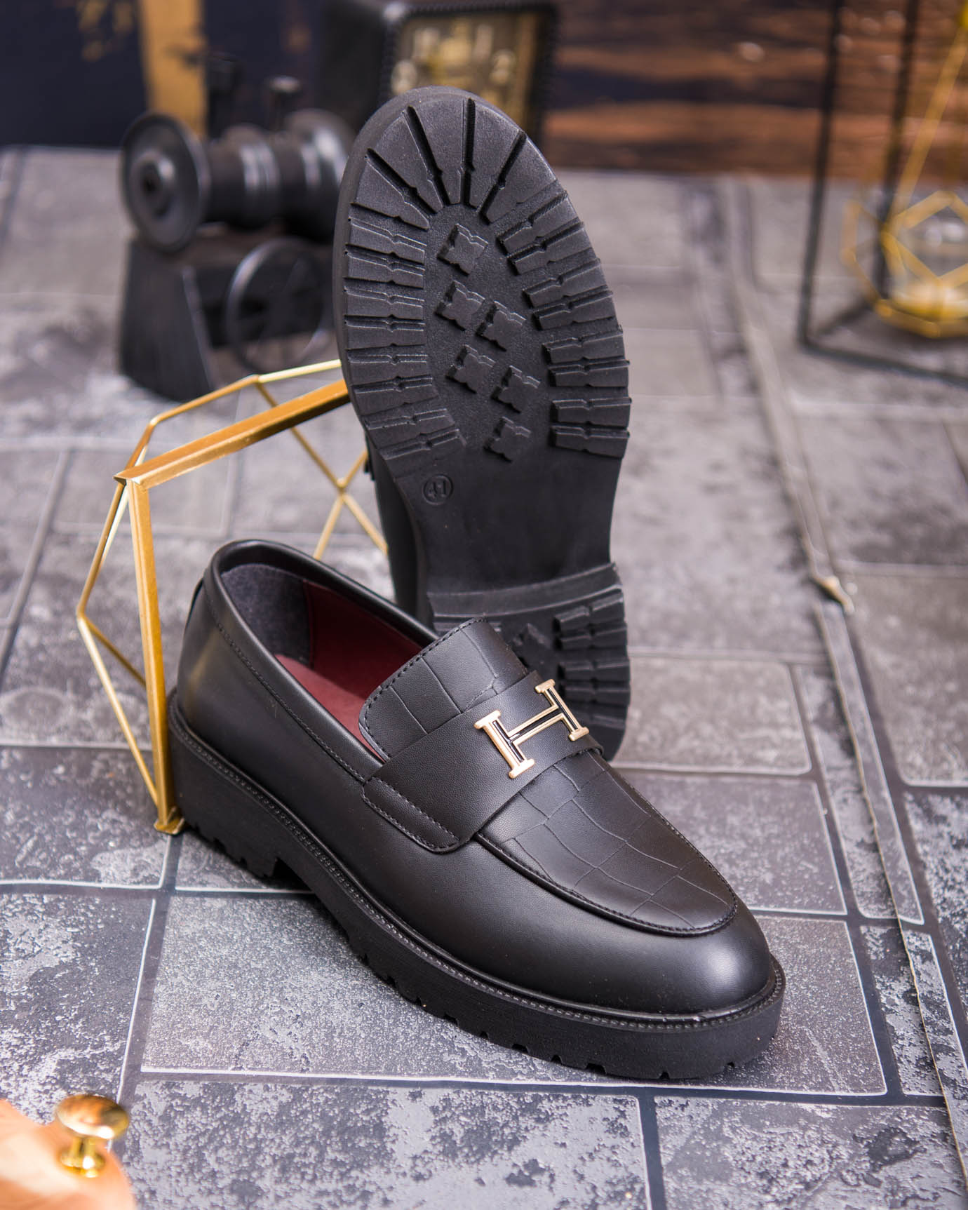 Mocasini de barbati casual, negri, talpa inalta ultra-usoara – AD880 - imagine 4