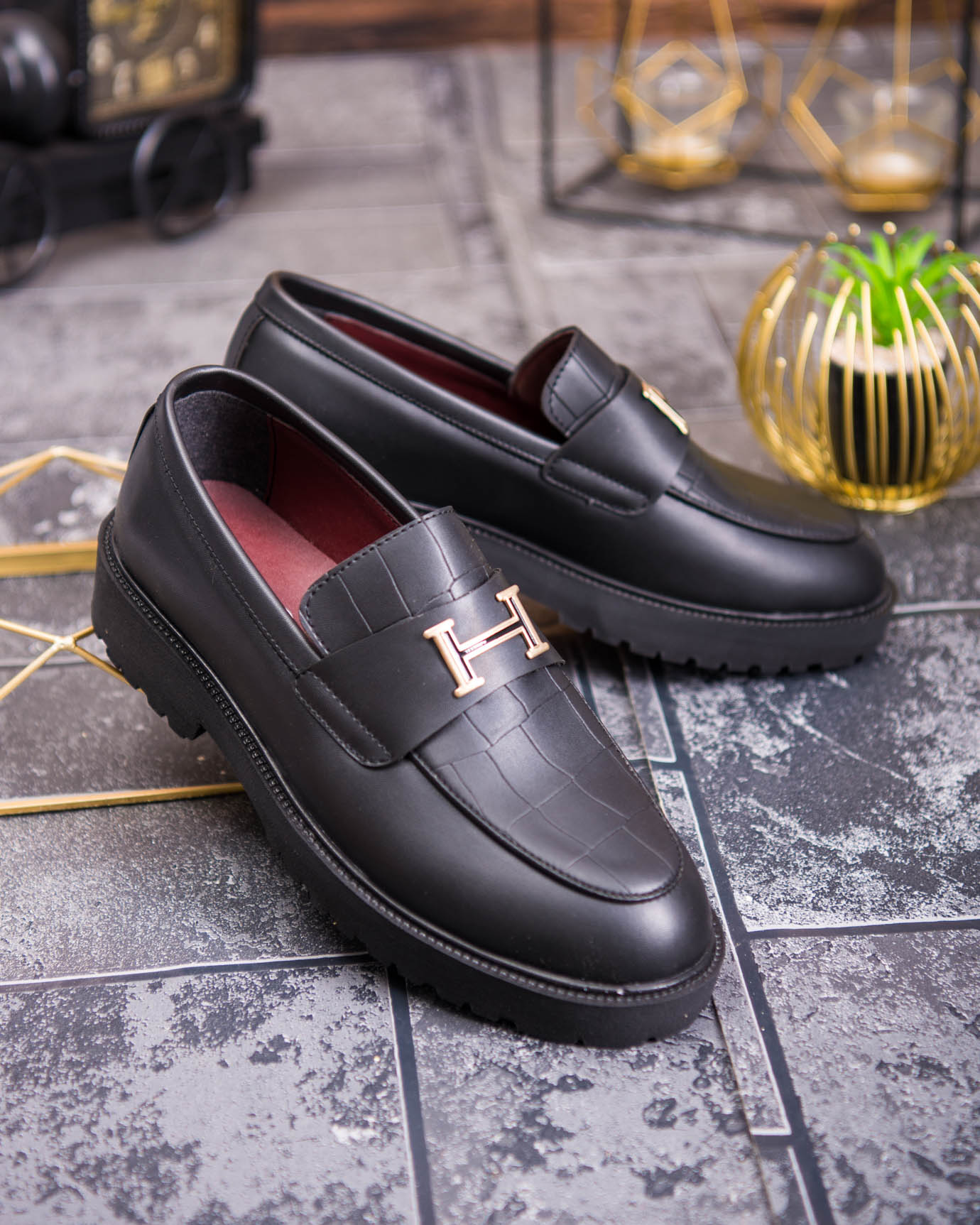 Mocasini de barbati casual, negri, talpa inalta ultra-usoara – AD880 - imagine 3