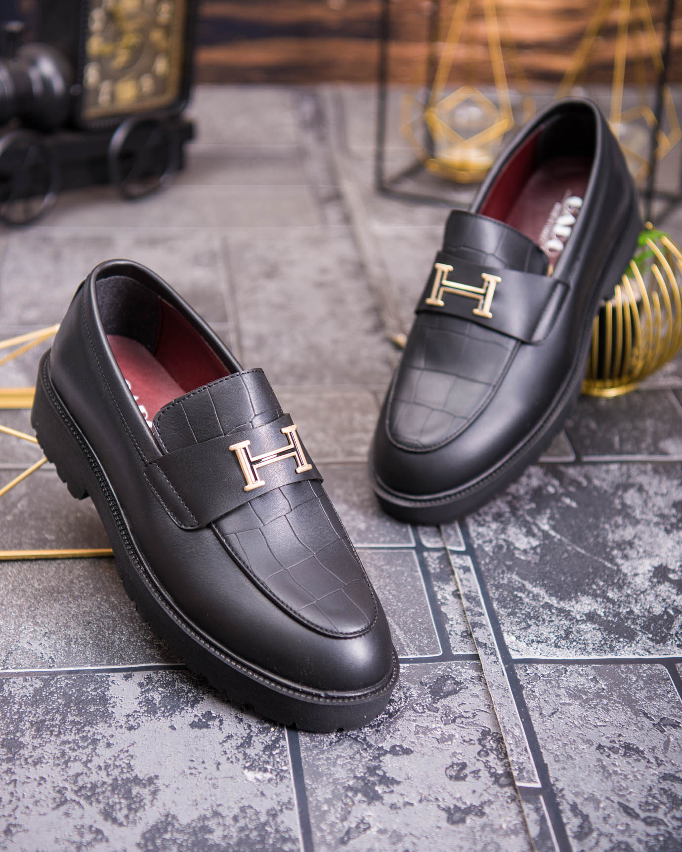 Mocasini de barbati casual, negri, talpa inalta ultra-usoara – AD880 - imagine 5