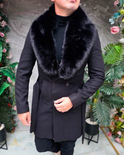 Alternative view of Palton de bărbați, Slim Fit, Negru cu nasturi - PT517