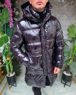 Geaca de bărbați, neagra, groasa, cu gluga - GC892