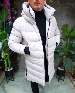 Geaca de bărbați, gri, groasa, cu gluga - GC890