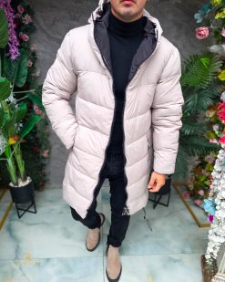 Geaca de bărbați, bej, groasa, cu gluga - GC888