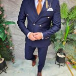 Completo blu navy, giacca e pantaloni, 100% Lana - C5390