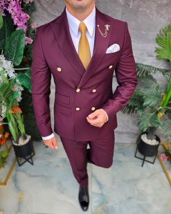 Alternative view of Costum grena, Sacou si Pantalon, 100% Lana - C5387