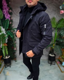 Jacheta de bărbați, neagra, cu gluga- GC905