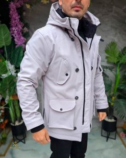 Alternative view of Jacheta de bărbați, gri, cu gluga- GC904