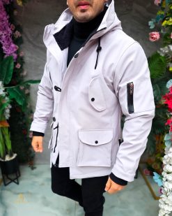 Jacheta de bărbați, gri, cu gluga- GC904