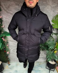 Alternative view of Geaca de bărbați, neagra, groasa, cu gluga - GC898