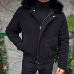 Jacheta de bărbați, neagra, guler de blana - GC902