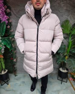 Alternative view of Geaca de bărbați, crem, groasa, cu gluga - GC894