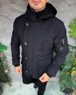 Alternative view of Jacheta de bărbați, neagra, cu gluga- GC905