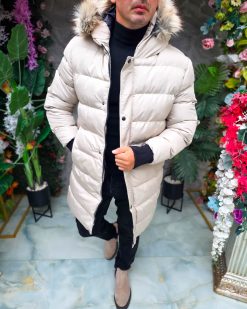 Alternative view of Geaca de bărbați, bej, groasa, cu gluga - GC891