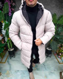 Alternative view of Geaca de bărbați, bej, groasa, cu gluga - GC888