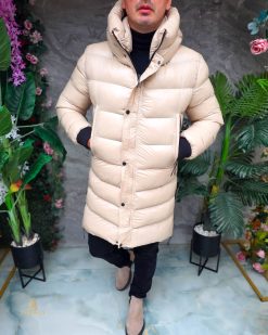 Alternative view of Geaca de bărbați, crem, groasa, cu gluga - GC893