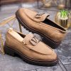 Pantofi Loafers de barbati, bej, din piele naturala intoarsa- P1951