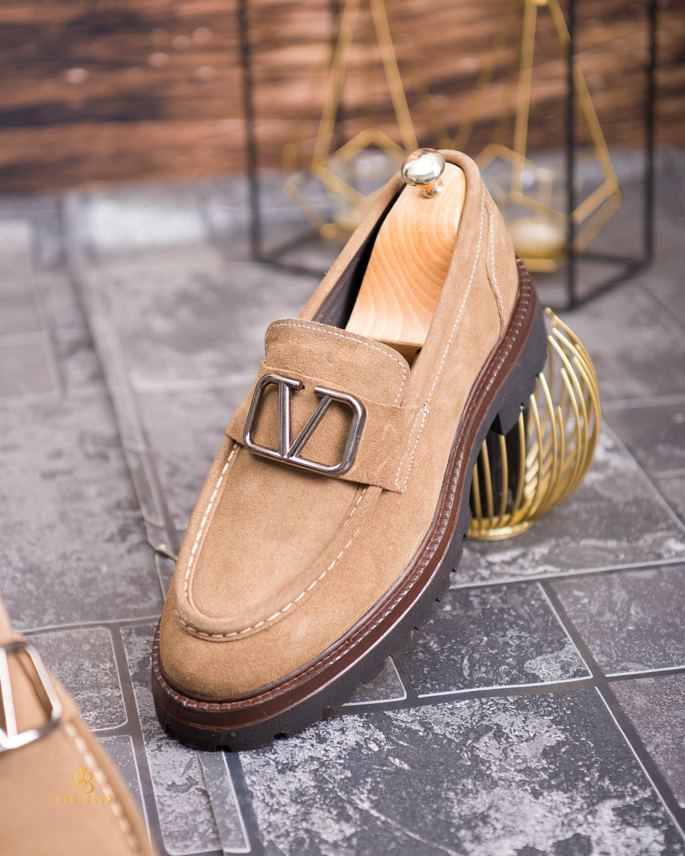 Pantofi Loafers de barbati, bej, din piele naturala intoarsa- P1951 - imagine 7