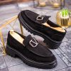 Pantofi Loafers de barbati, negru, din piele naturala intoarsa- P1952