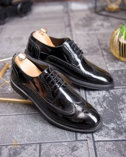 Alternative view of Pantofi de barbati, negru, lacuiti, din piele naturala- P1948