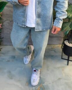Men's jeans, Oversize, Blue-grey, stone-washed - BG01