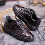 Sneaker de barbati, croco negru, din piele naturala- P1902