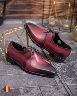 Pantofi de barbati, bordo, din piele naturala- P1920