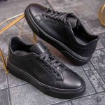 Sneaker de barbati, negru, din piele naturala- P1924