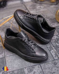 Sneaker de barbati, negru, din piele naturala- P1924