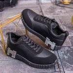 Men's trainers, with thick white sole, Black with laces – AD898