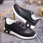 Adidași de bărbați, cu talpa înaltă alba, Negru/ alb cu elastic – AD896