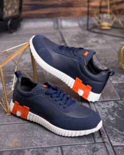 Zapatillas deportivas para hombre, con suela alta blanca, azul marino y cordones – AD899