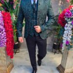 Elegant green GROOM/BEST MAN suit, set: 4 pieces - C5409