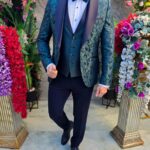 Elegant green suit GROOM/GODFATHER, set: 4 pieces - C5410