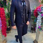 Elegant navy blue suit for GROOM/BEST MAN, set: 4 pieces - C5411