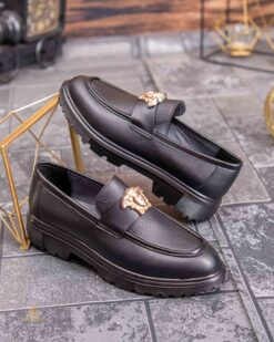 Mocassini casual da uomo, neri, con suola alta ultraleggera – AD892