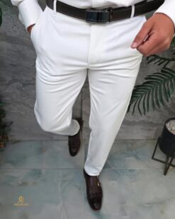 Pantalon blanc ivoire, élastiqué, coupe fuselée - PN865