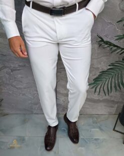 Autre point de vue sur le principe Pantaloni Alb Ivoire, elastici, croiala conica - PN865