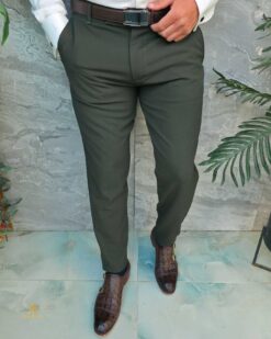 Pantalon vert, élastiqué, coupe fuselée - PN866
