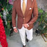 Sacou de bărbați, Slim Fit, Maro-SC1110