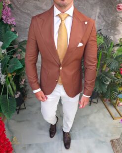 O perspectivă alternativă asupra modelului Sacou de bărbați, Slim Fit, Maro-SC1110