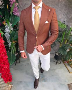 Sacou de bărbați, Slim Fit, Maro-SC1110