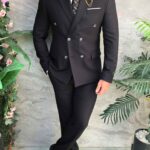 Costum de bărbați, Negru: Sacou si Pantalon, Double Breasted- C5414