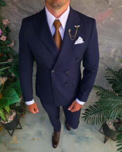 O perspectivă alternativă asupra modelului Costum de bărbați, Bleumarin: Sacou si Pantalon, Double Breasted- C5417