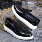 Mocasini de barbati casual, negri, talpa inalta ultra-usoara – AD910