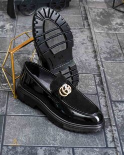 O perspectivă alternativă asupra modelului Mocasini de barbati casual, negri, talpa inalta ultra-usoara – AD914