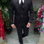 Elegant black GROOM'S suit, set: 4 pieces - C5446