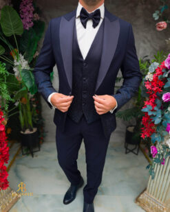 Abito da sposo blu navy di MIRE/NAS con paillettes, set: 4 pezzi - C5448
