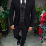 Elegant black GROOM'S suit, set: 4 pieces - C5443