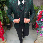 Elegant green GROOM'S suit, set: 4 pieces - C5447